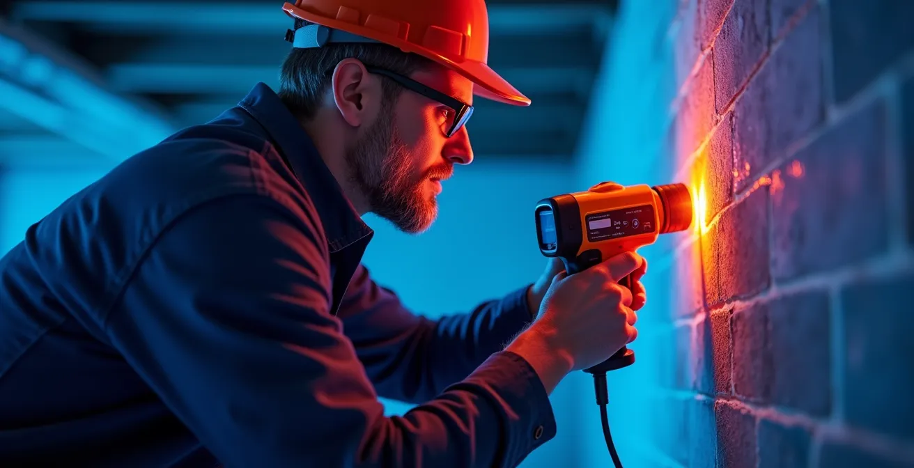 Détection de tuyau gelé avec caméra thermique dans un mur