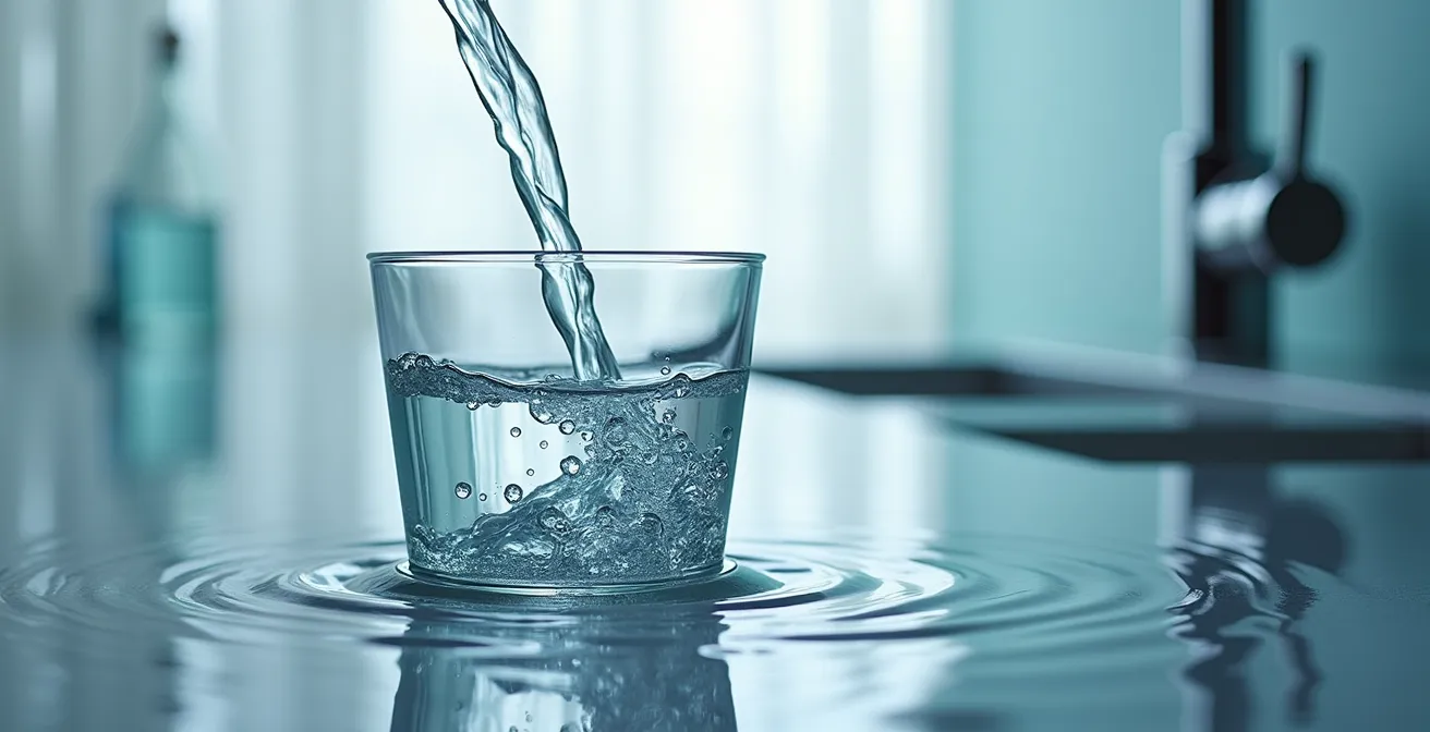 Gros plan sur un système de filtration d'eau sous évier avec cartouche de remplacement visible