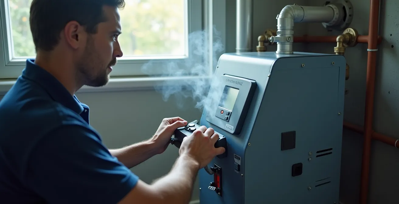 Injection de fumée non toxique dans un système de plomberie avec machine professionnelle