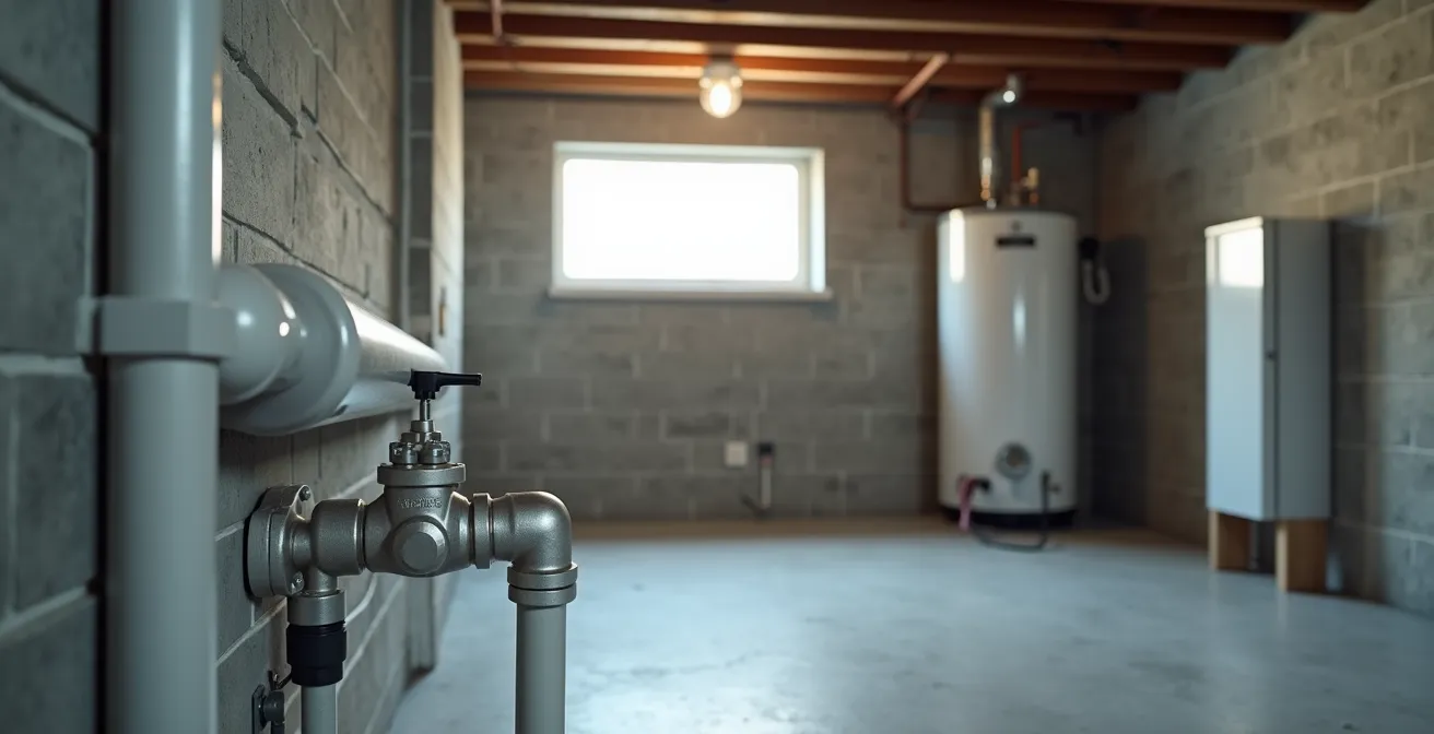 Vue technique d'un clapet anti-retour installé dans une conduite de sous-sol