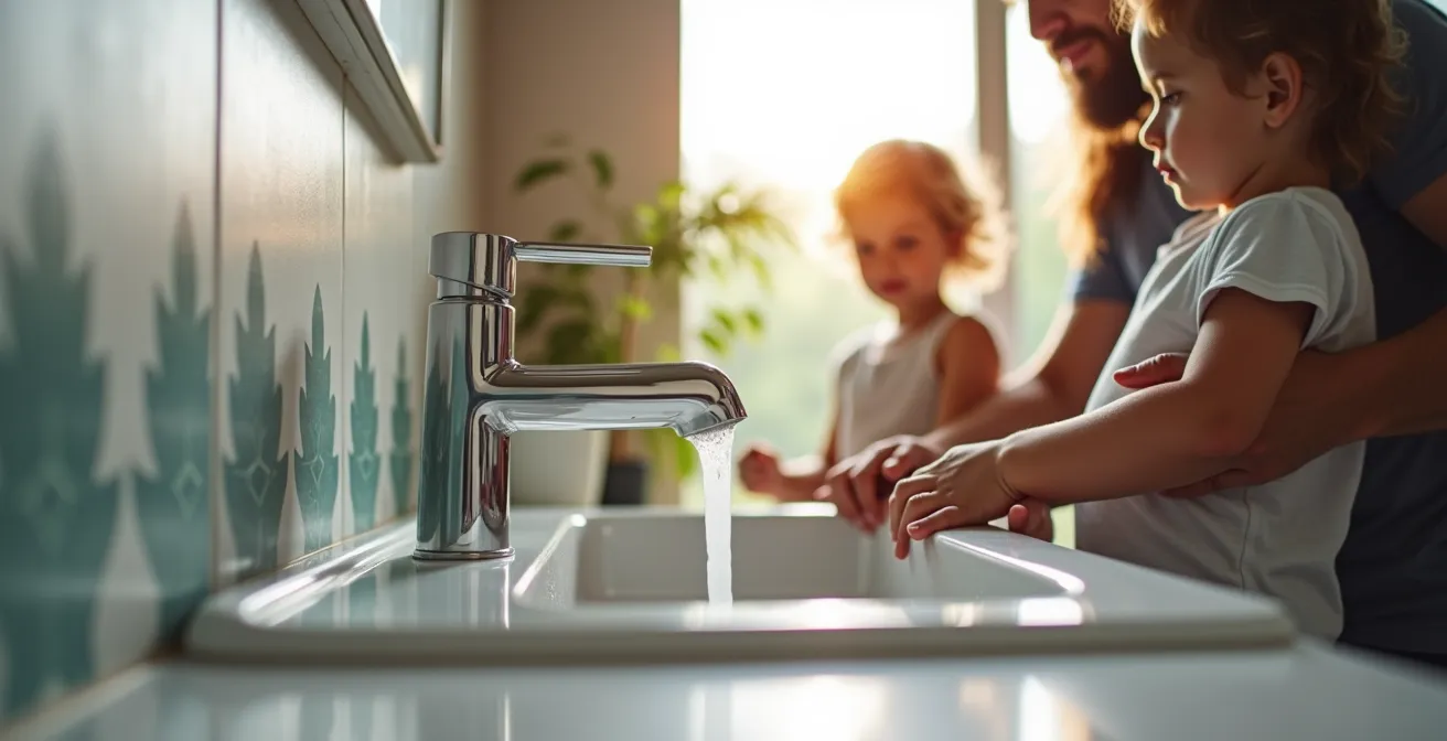 Système de récupération d'eaux grises installé dans une maison unifamiliale québécoise, illustrant la durabilité.