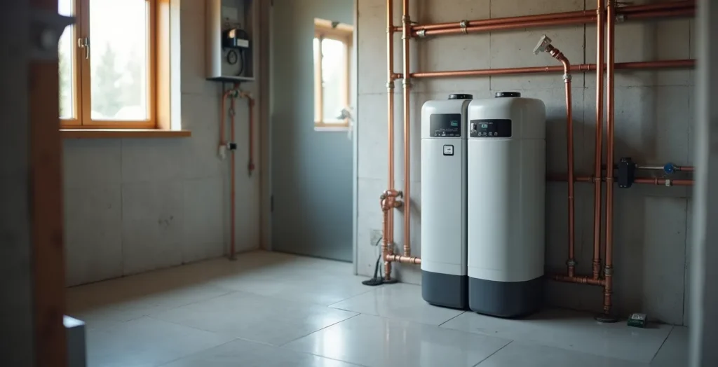 Système d'adoucisseur d'eau moderne et écologique dans une maison québécoise Système d'adoucisseur d'eau moderne et écologique dans une maison québécoise